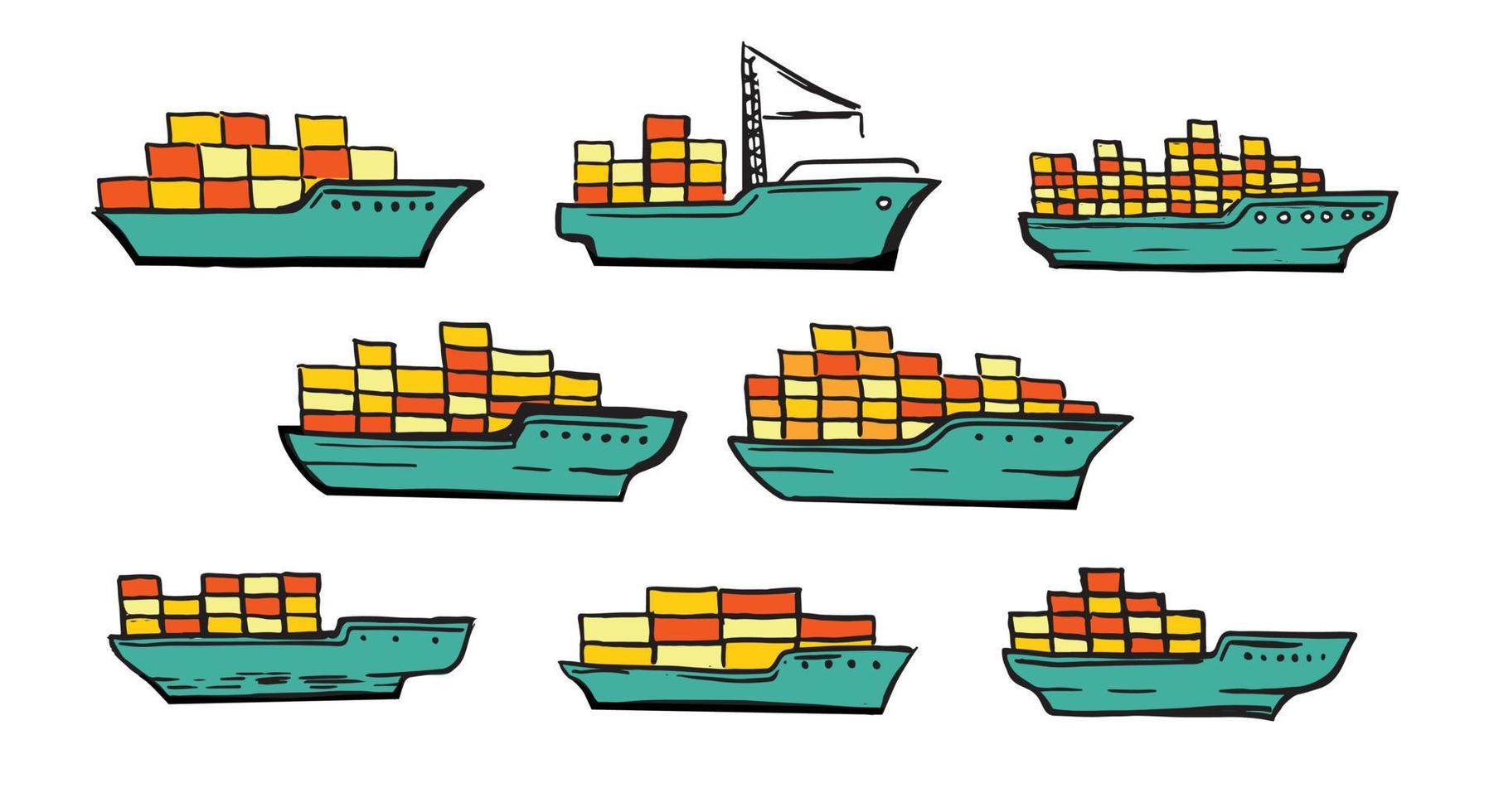 ferry con una carga. entrega a través del océano. vector