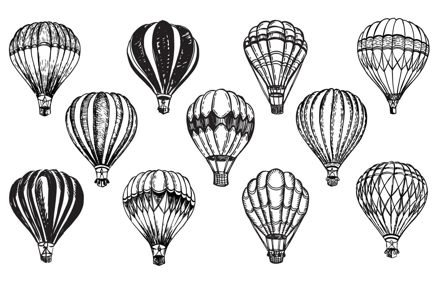 Hot air balloons flying, Hand drawn illustration. 13397967 Vector Art at Vecteezy
