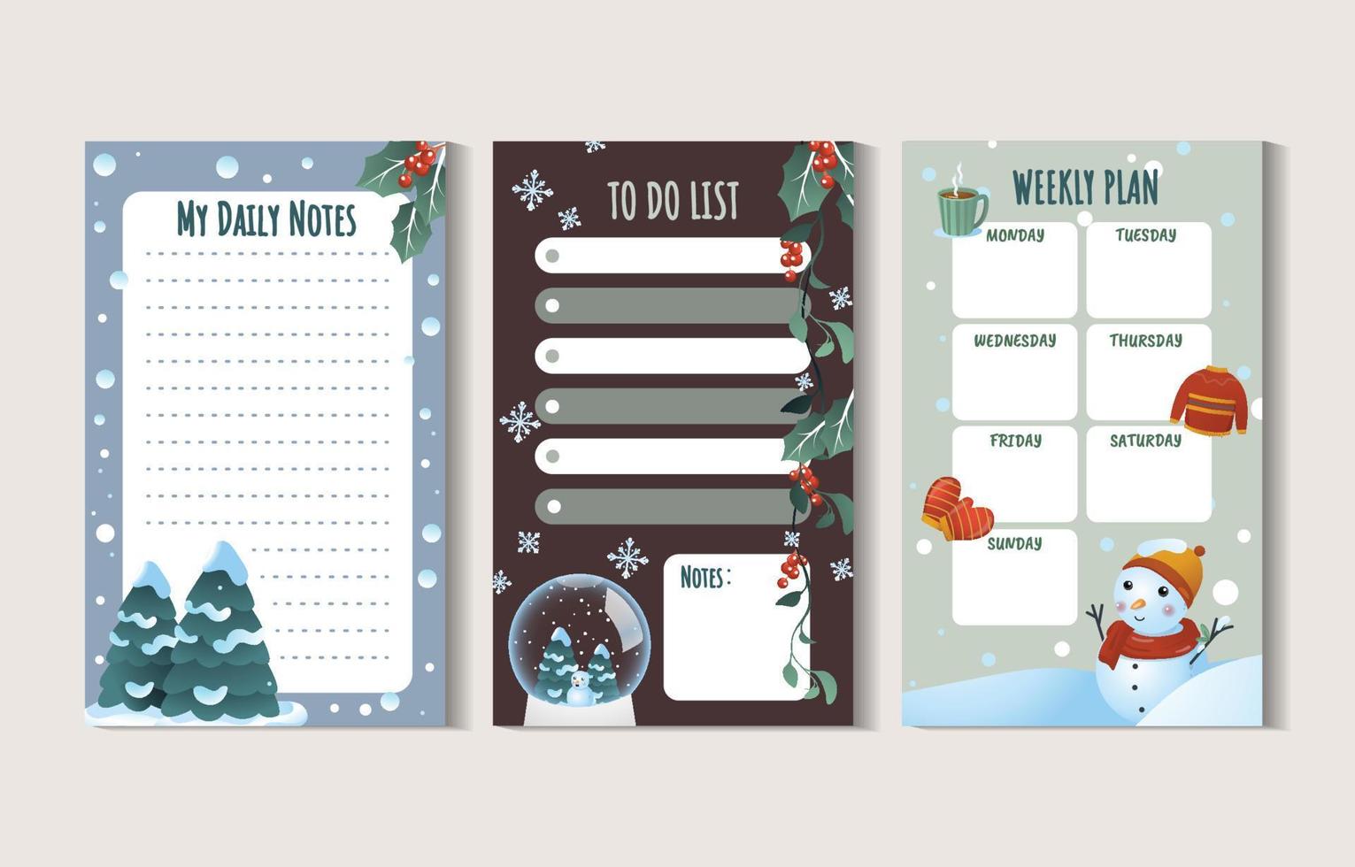 Winter Journal Template Pages vector