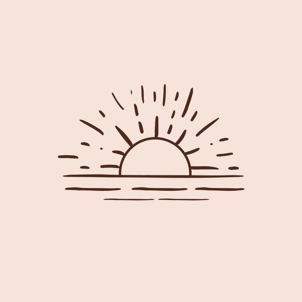 Sun rays images. Hand drawn style. Vector illustration.