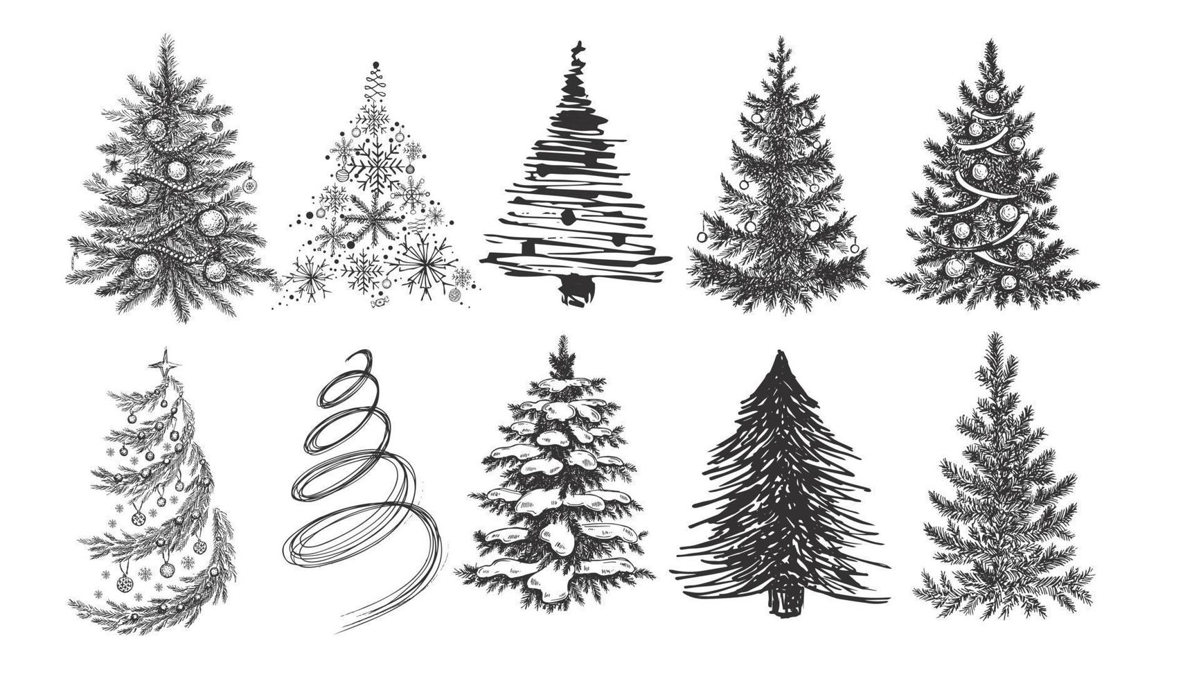 árbol de navidad ilustración dibujada a mano. vector. vector