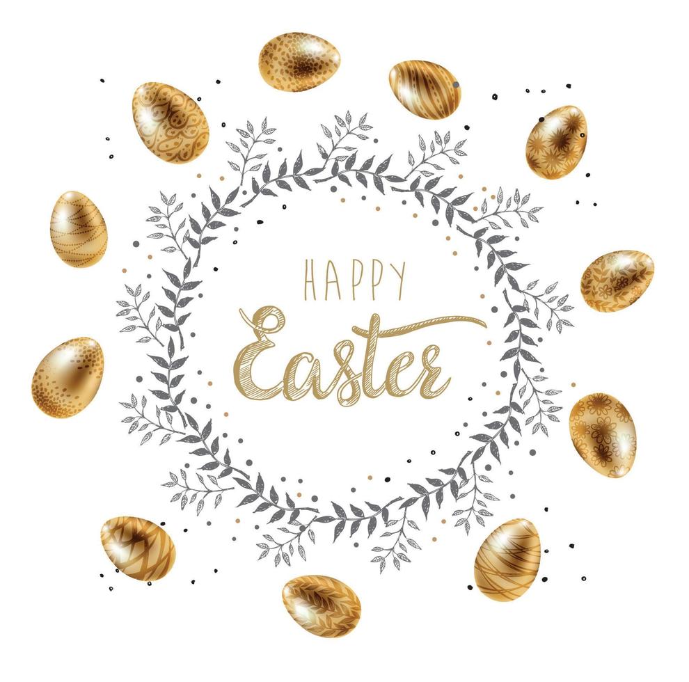 Happy Easter hand drawn illustration. vector