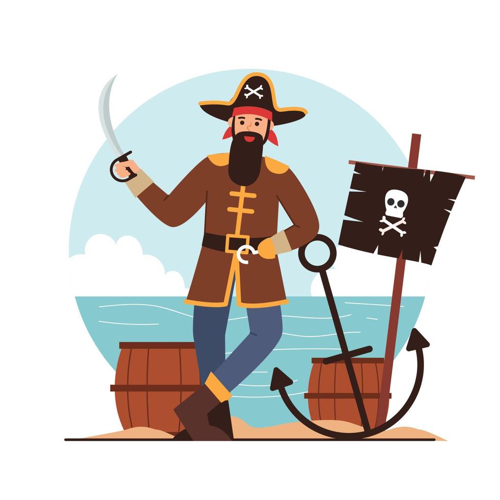 Pirate Holding Sword Concept vector