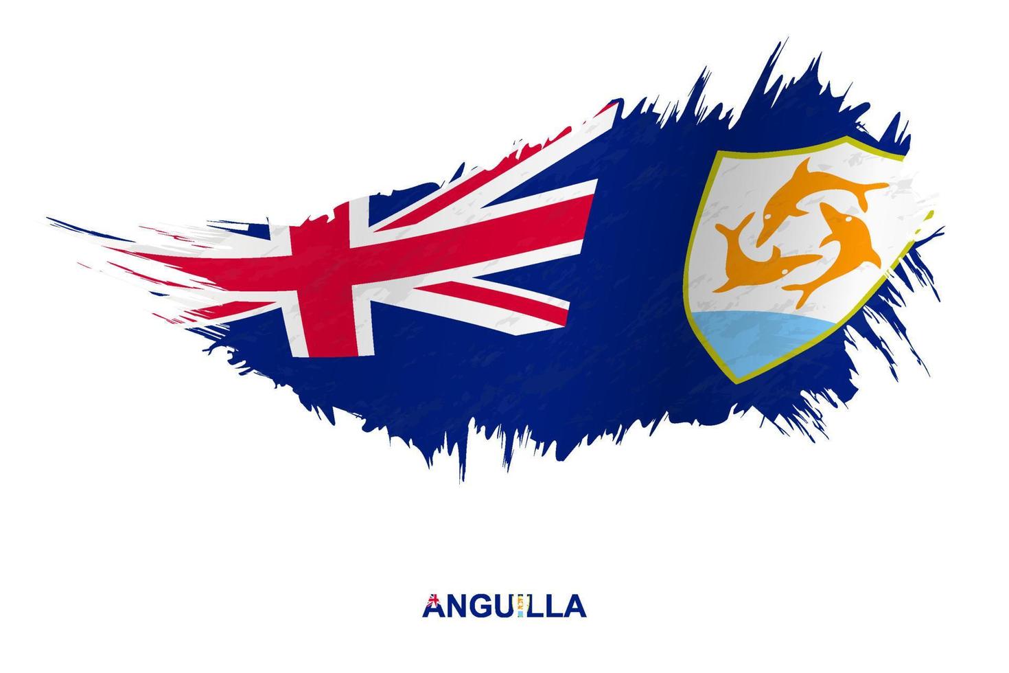 Flag of Anguilla in grunge style with waving effect. vector