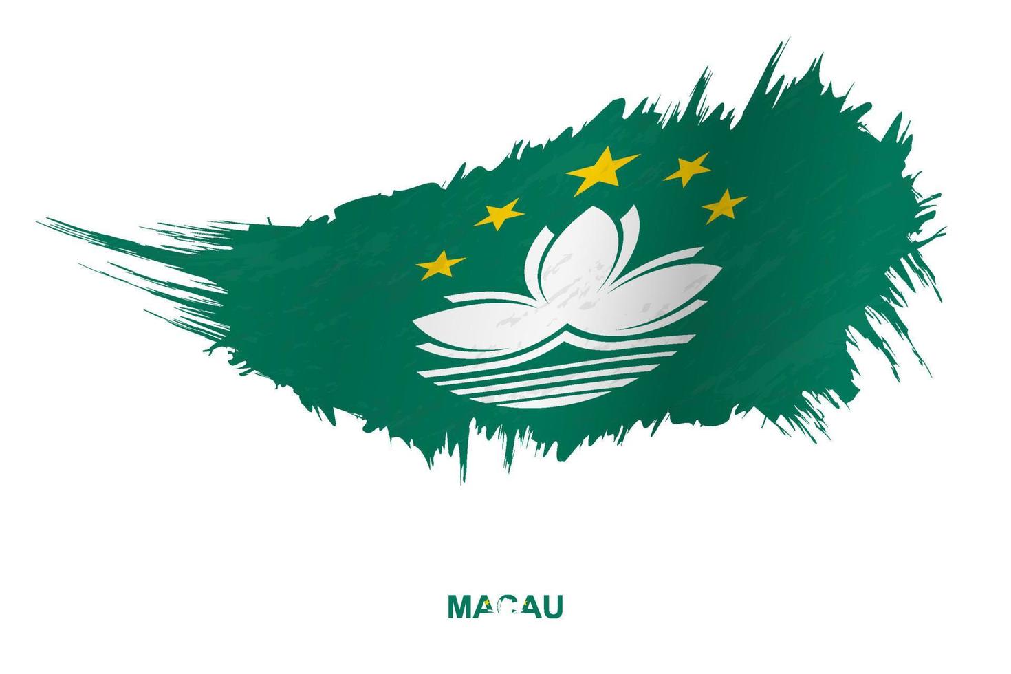 Flag of Macau in grunge style with waving effect. vector