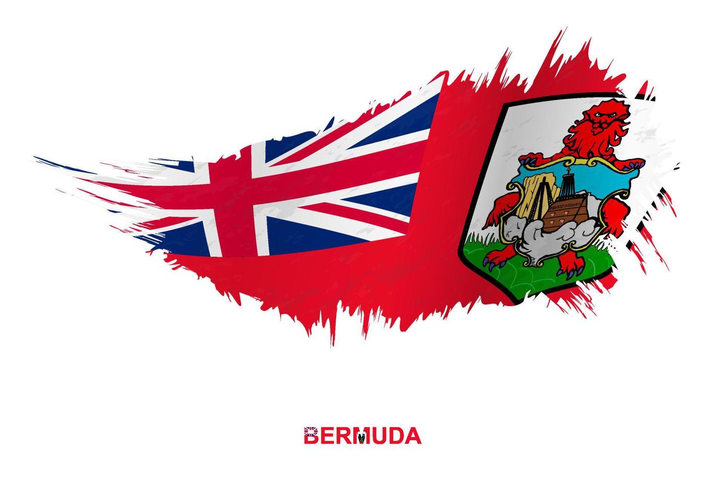 Flag of Bermuda in grunge style with waving effect. vector