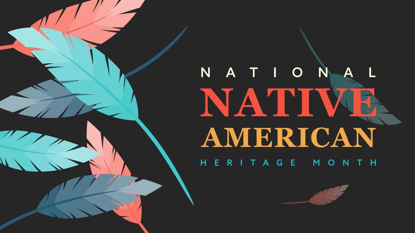 mes de la herencia nativa americana. diseño de fondo con adornos de plumas que celebran a los indios nativos en América. vector