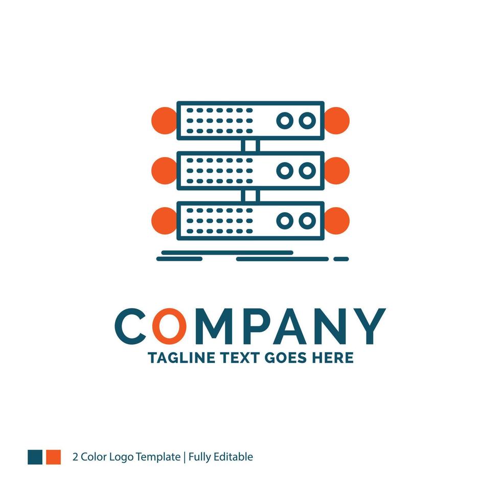 server. structure. rack. database. data Logo Design. Blue and Orange Brand Name Design. Place for Tagline. Business Logo template. vector