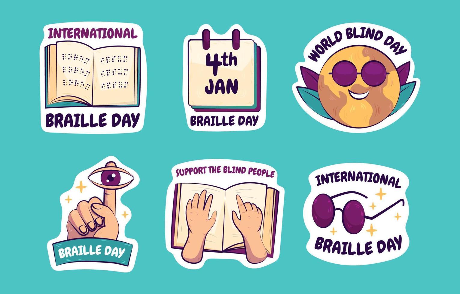 Braille Day Sticker Pack vector