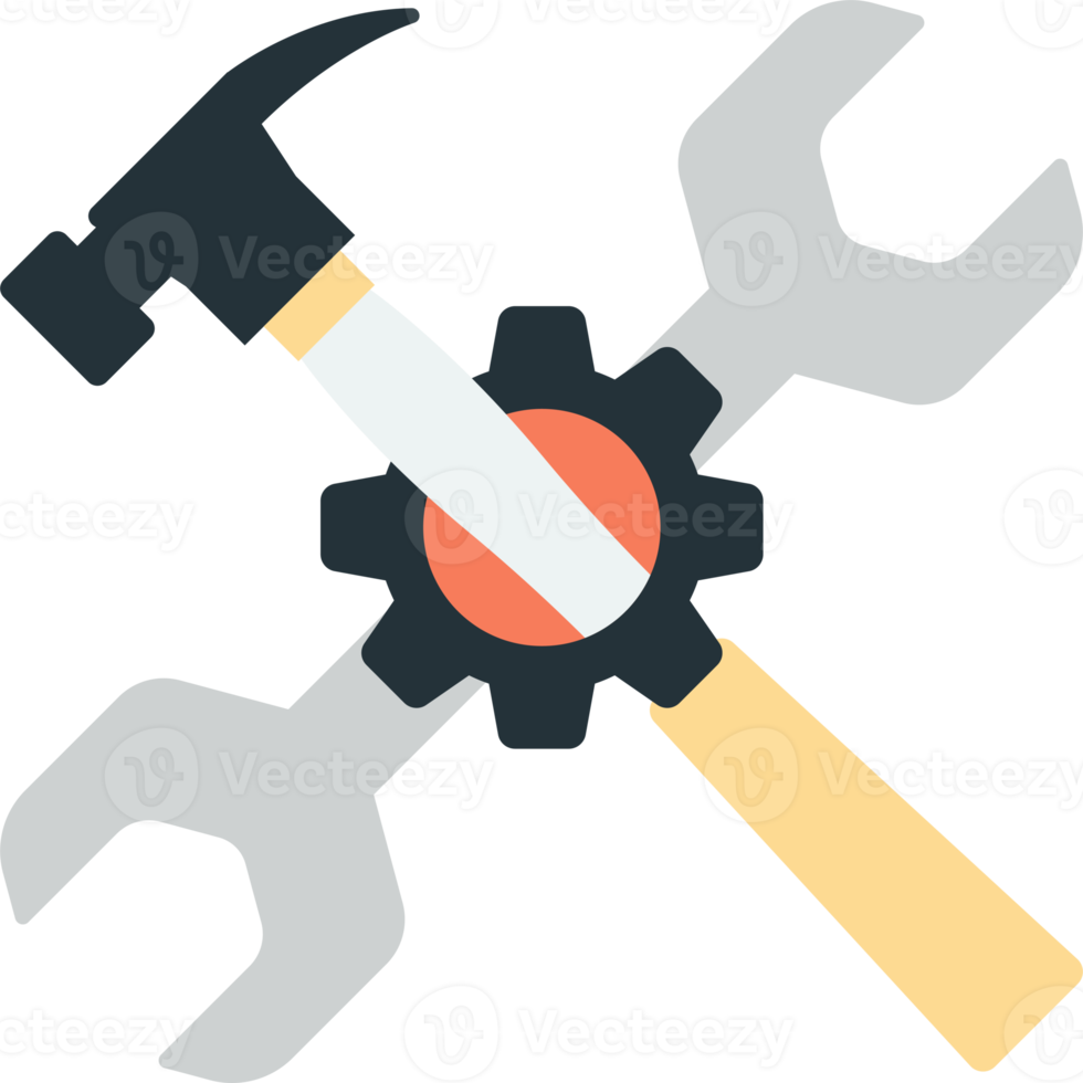 hammer and wrench illustration in minimal style png