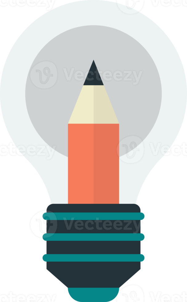 light bulb and pencil illustration in minimal style png