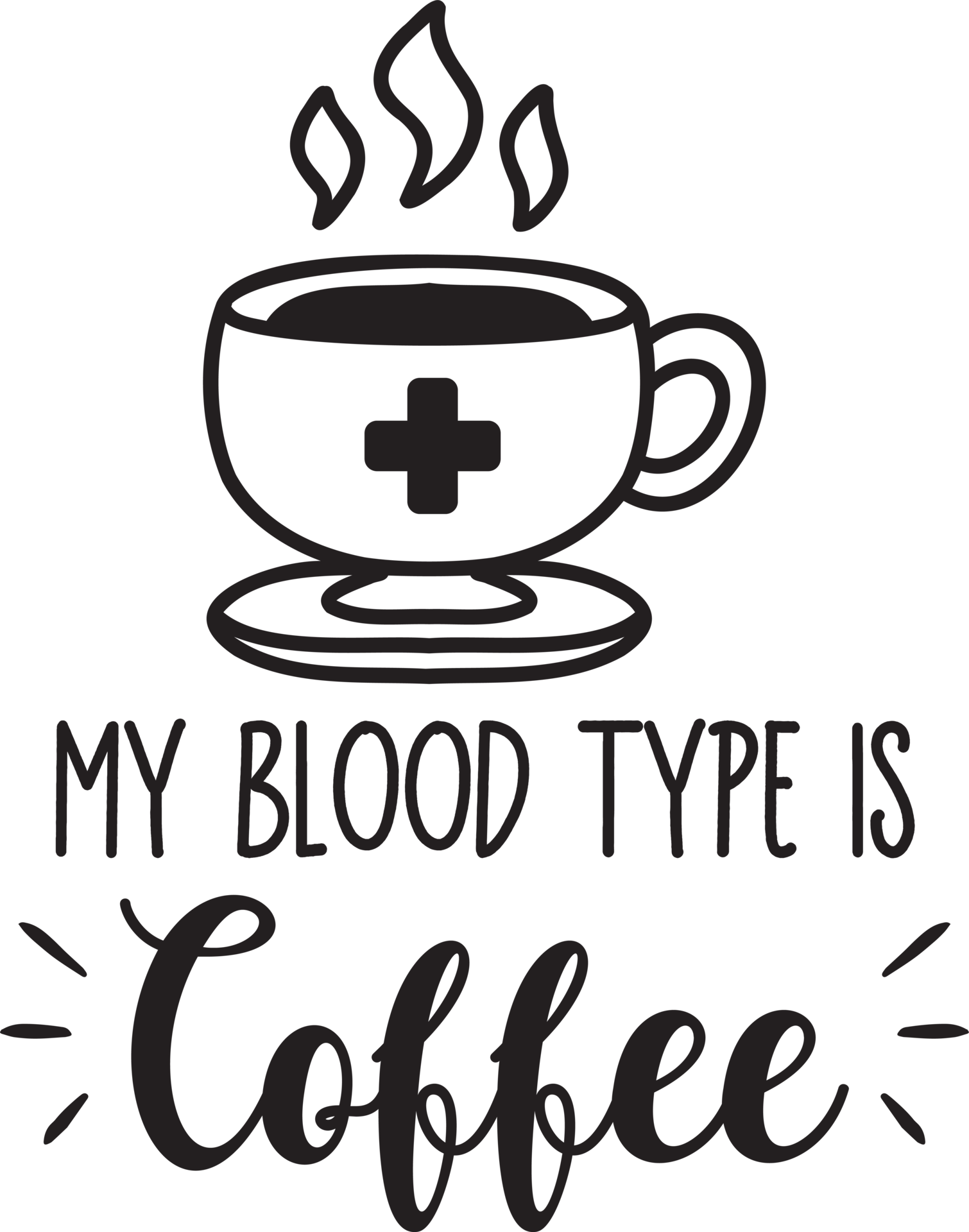 my blood type is coffee lettering and coffee quote illustration