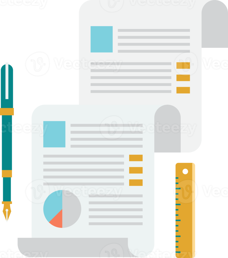 report and pen illustration in minimal style png