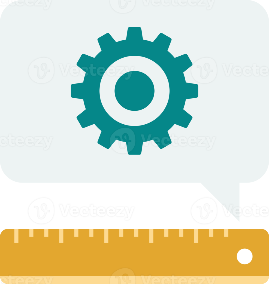 illustration de la règle et de la roue dentée dans un style minimal png