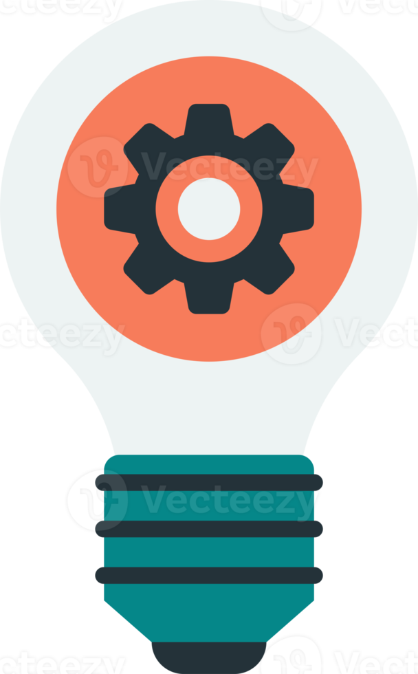 light bulbs and cogs illustration in minimal style png