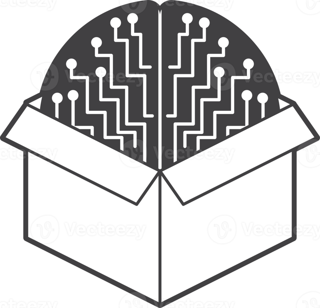 cerebro en la ilustración de la caja en estilo minimalista png