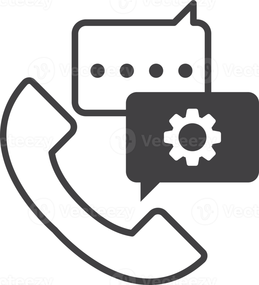 phone and cog illustration in minimal style png