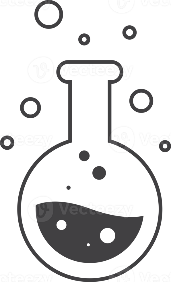 round Laboratory bottle illustration in minimal style png