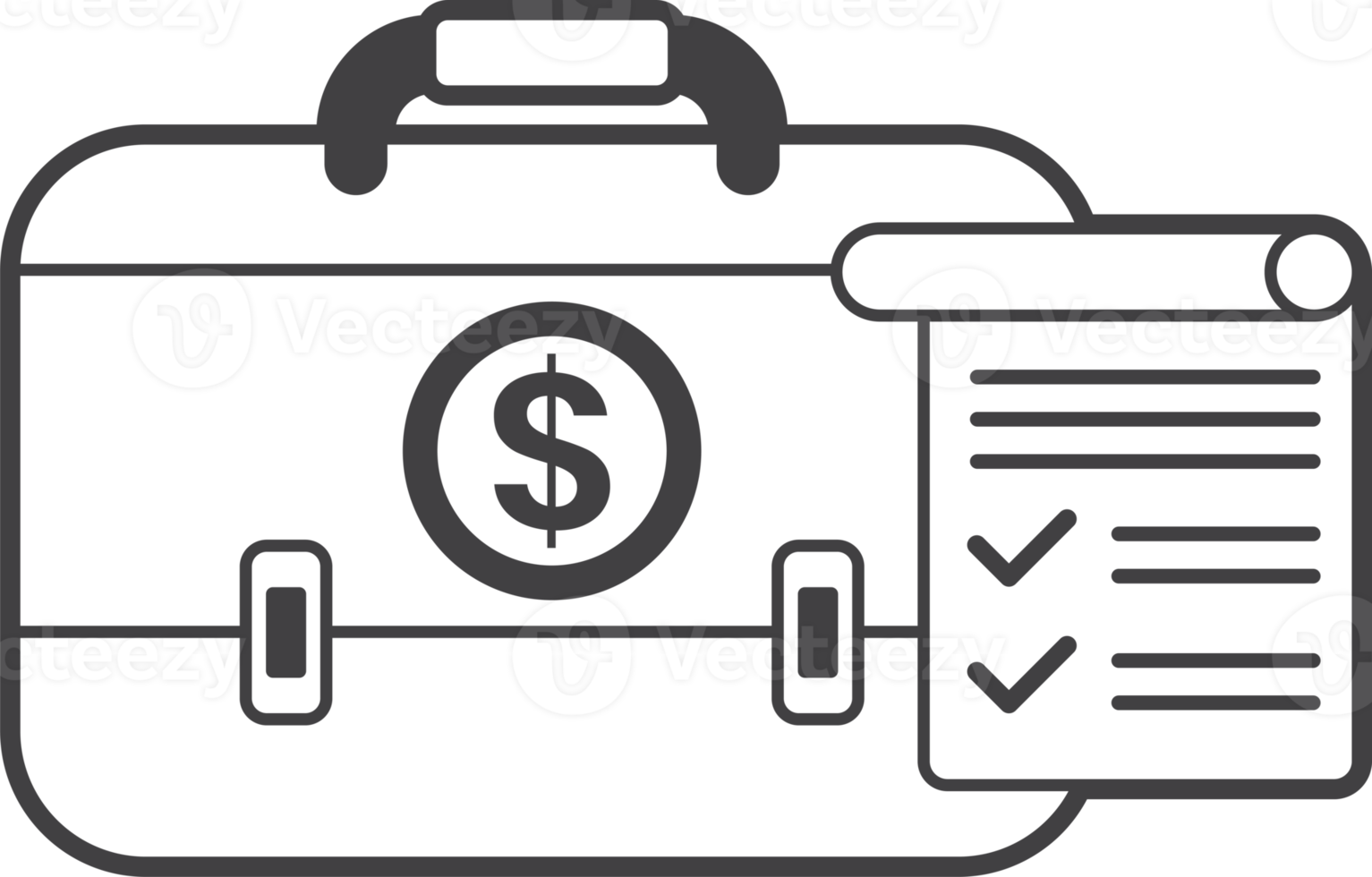 business-tasche und checklistenillustration im minimalen stil png