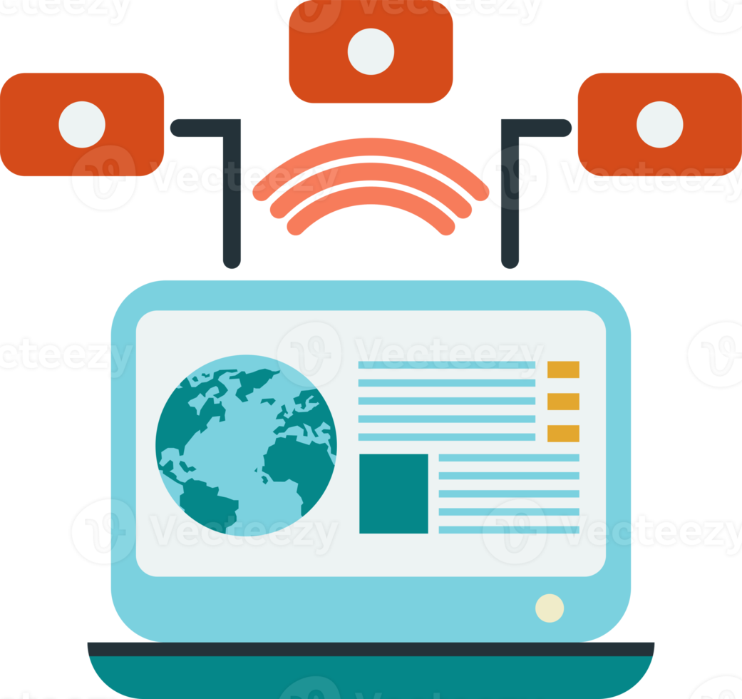 laptop and data connection illustration in minimal style png