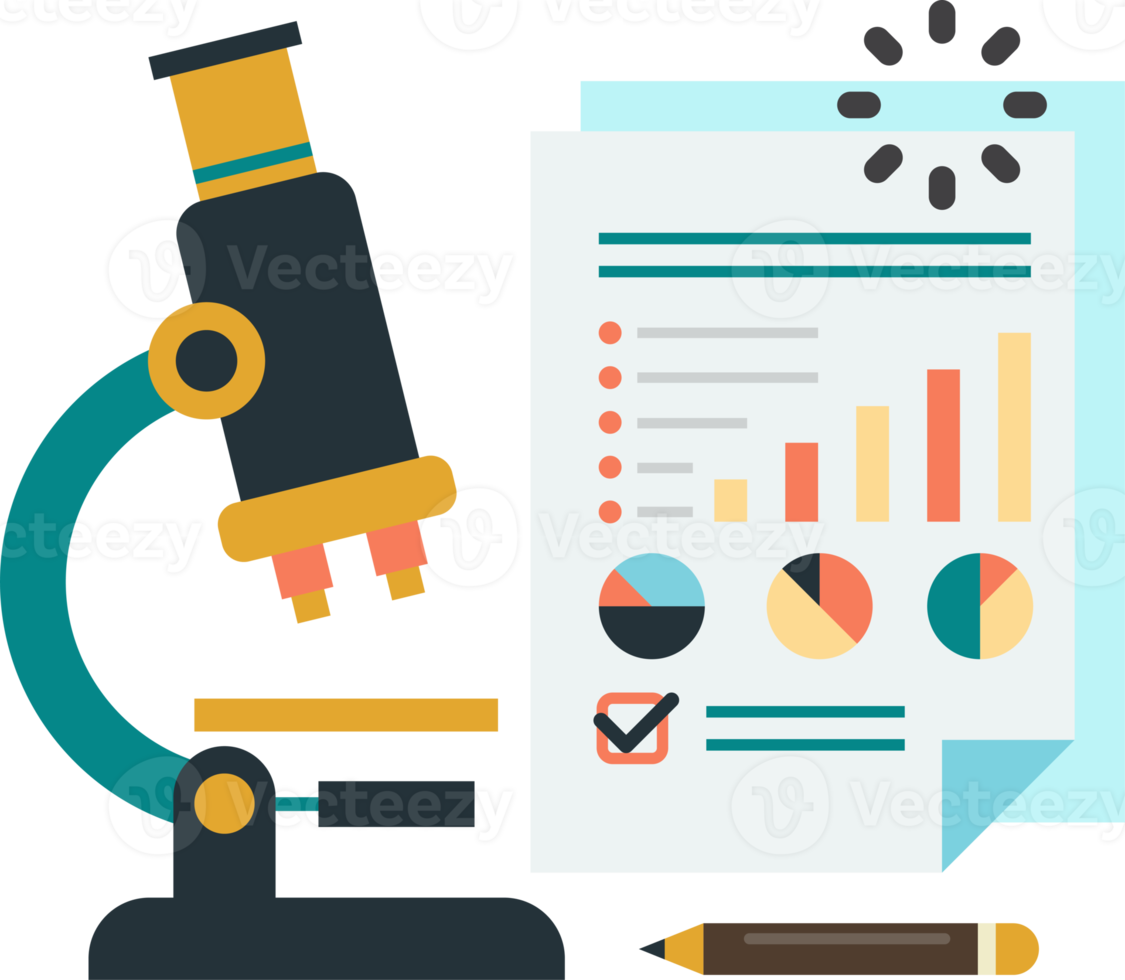 microscope and report illustration in minimal style png