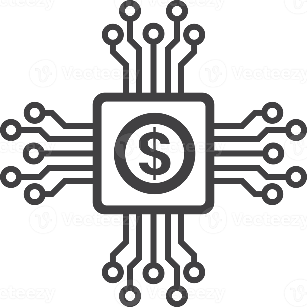 elettronico circuito tavola e i soldi illustrazione nel minimo stile png