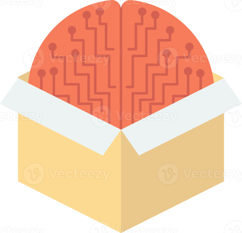 brain in the box illustration in minimal style png