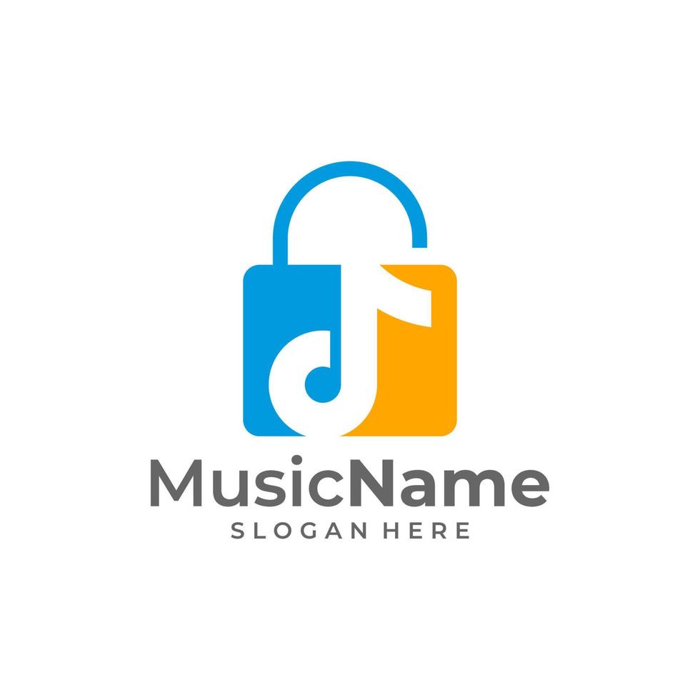 Music Padlock Logo Vector Icon Illustration. Padlock Music logo design template