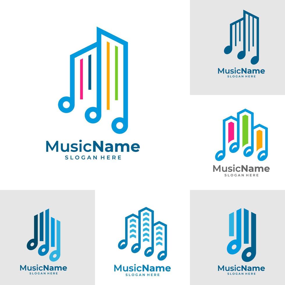 Set of Music City Logo Vector Icon Illustration. City Music logo design template