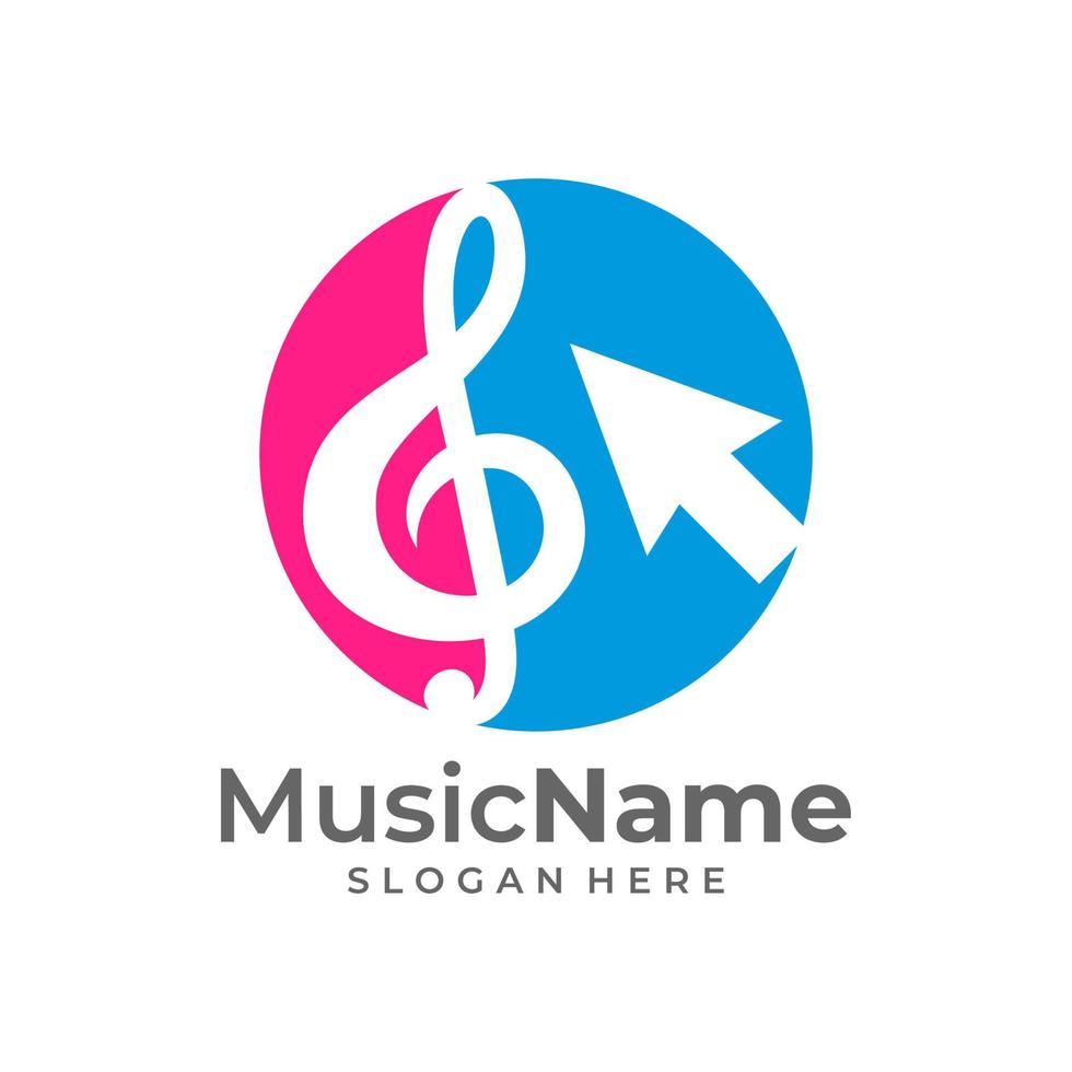Music Click Logo Vector. Touch Music logo design template vector