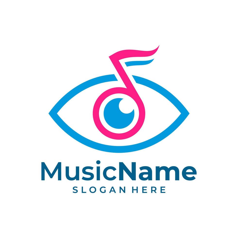 vector del logotipo de la música ocular. plantilla de diseño de logotipo de ojo de música