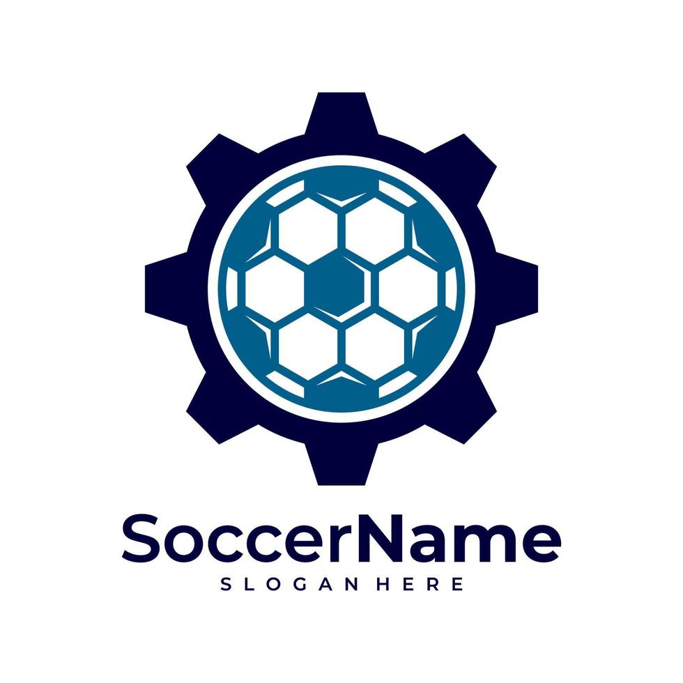 Gear Soccer logo template, Football Gear logo design vector