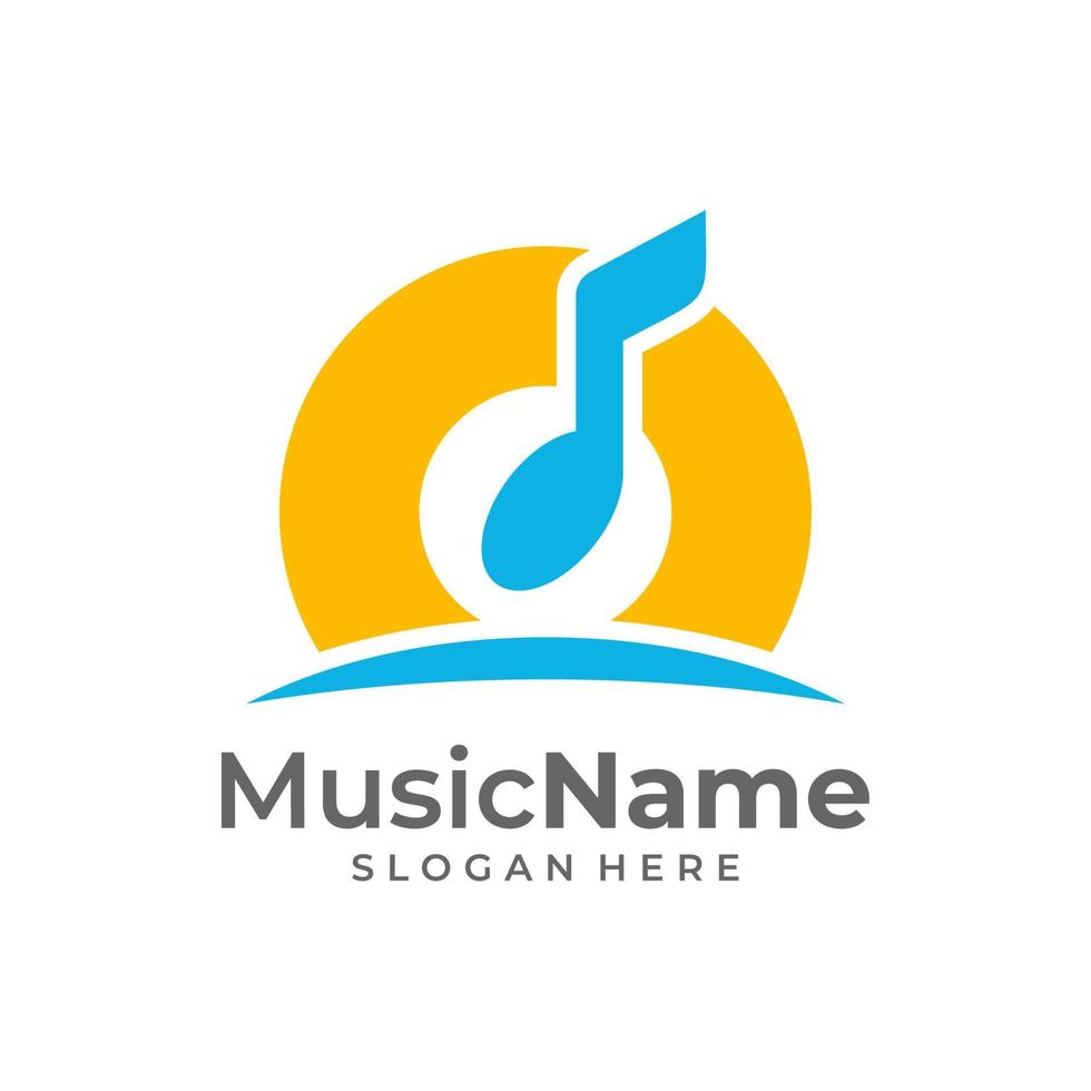 Music Sun Logo Vector Icon Illustration. Sun Music logo design template