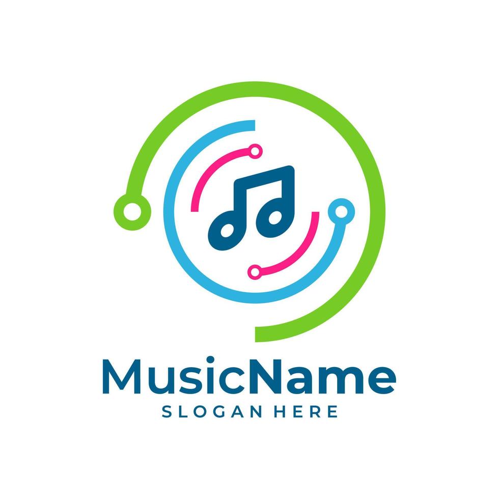 Tech Music Logo Vector. Circuit Music logo design template vector