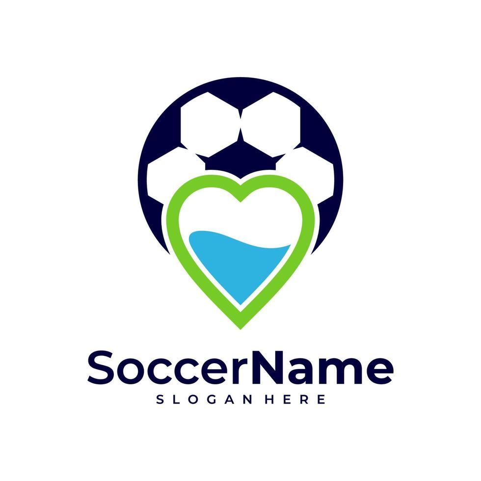 plantilla de logotipo de fútbol de amor, vector de diseño de logotipo de amor de fútbol