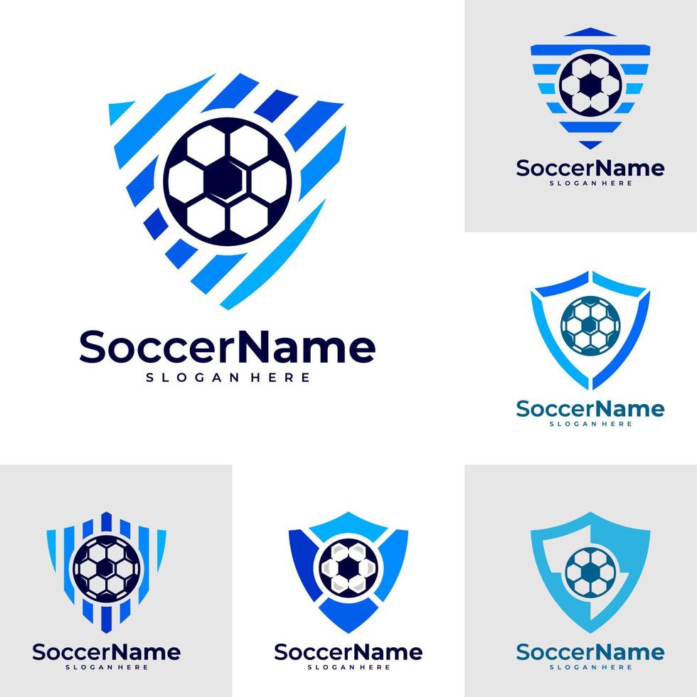 conjunto de plantilla de logotipo de escudo de fútbol, vector de diseño de logotipo de escudo de fútbol