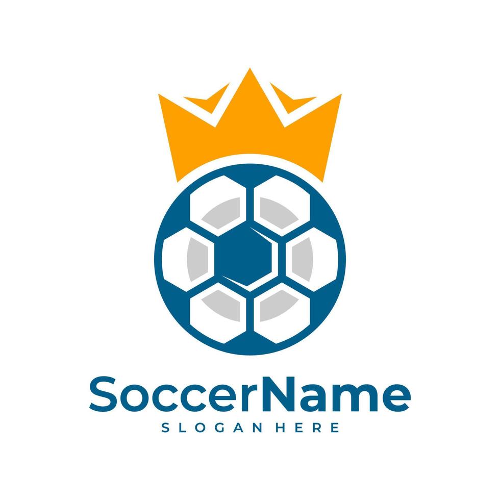 plantilla de logotipo de fútbol rey, vector de diseño de logotipo de rey de fútbol