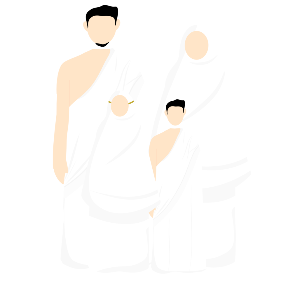 Mualim family wearing ihram clothes png