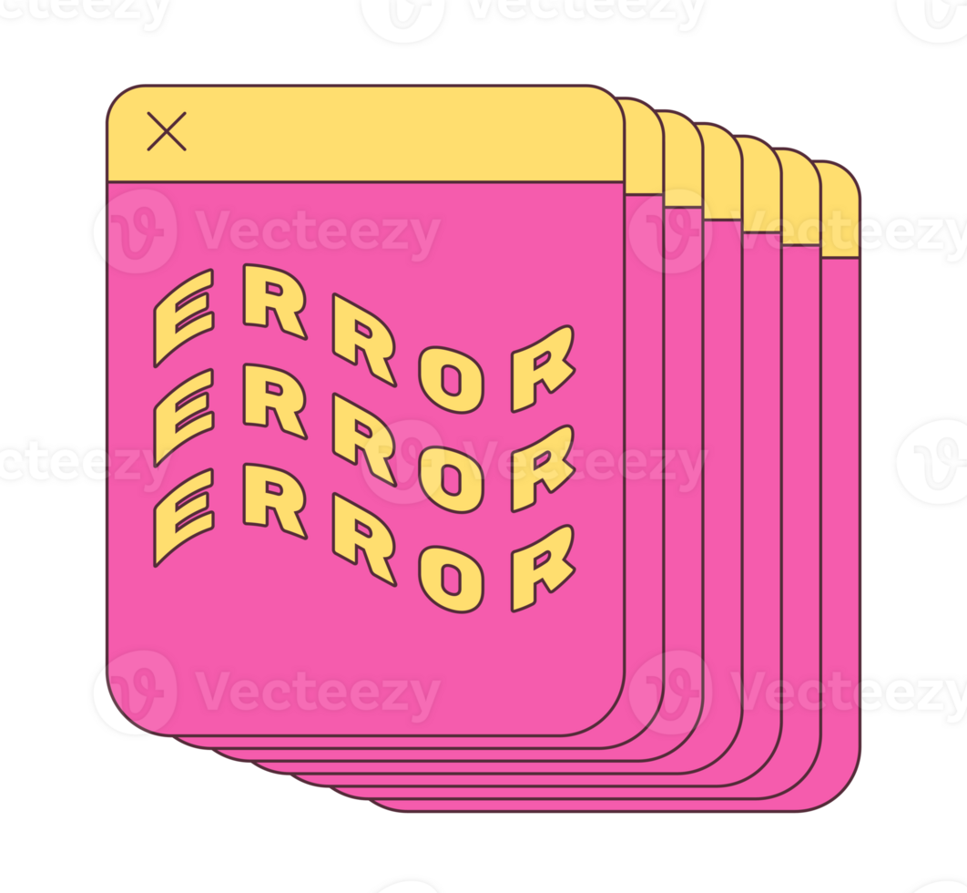 vieille esthétique informatique. fenêtre d'ordinateur rétro avec message d'erreur. dans un style rétro à la mode y2k. png
