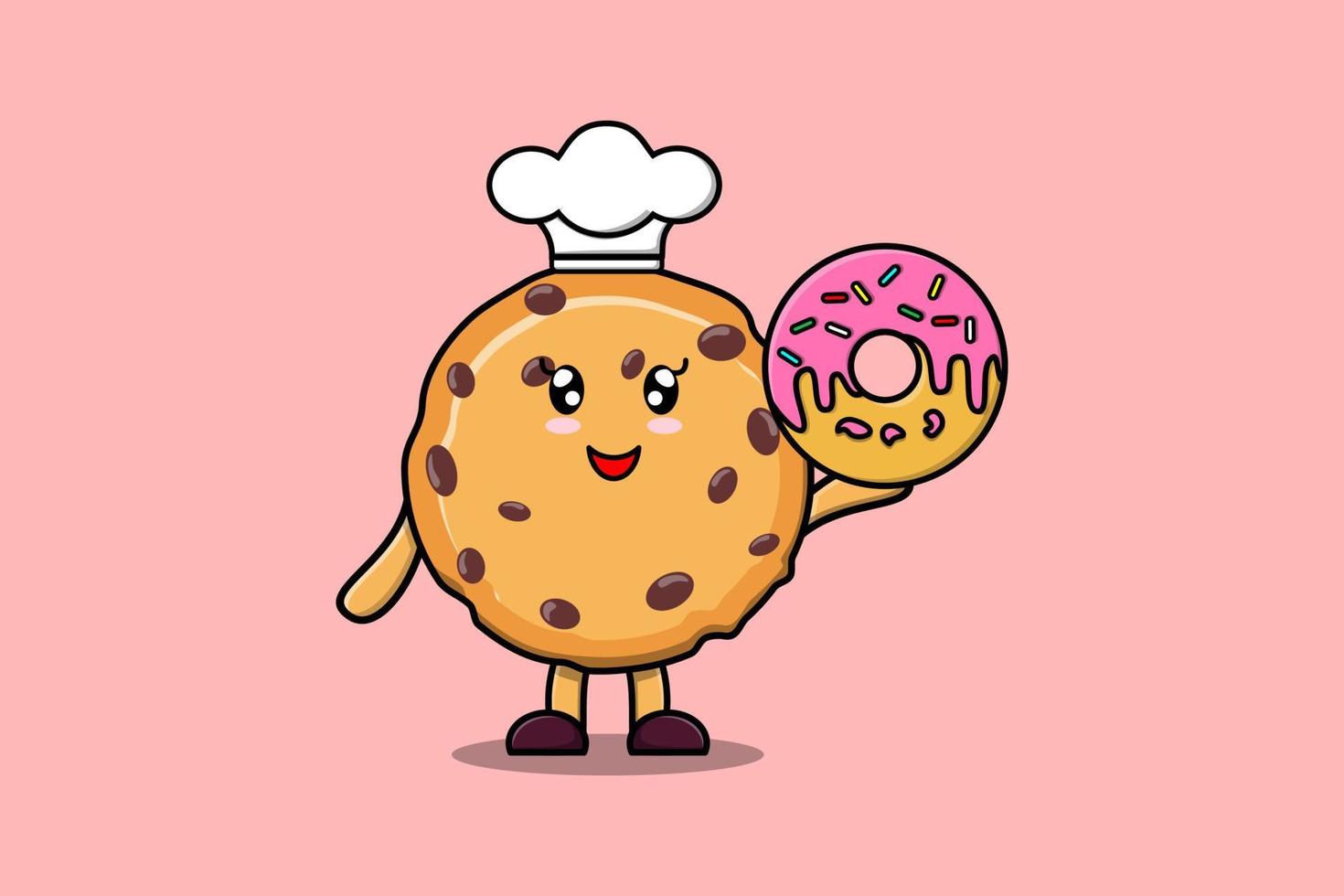 Cute cartoon Biscuits chef character donuts vector