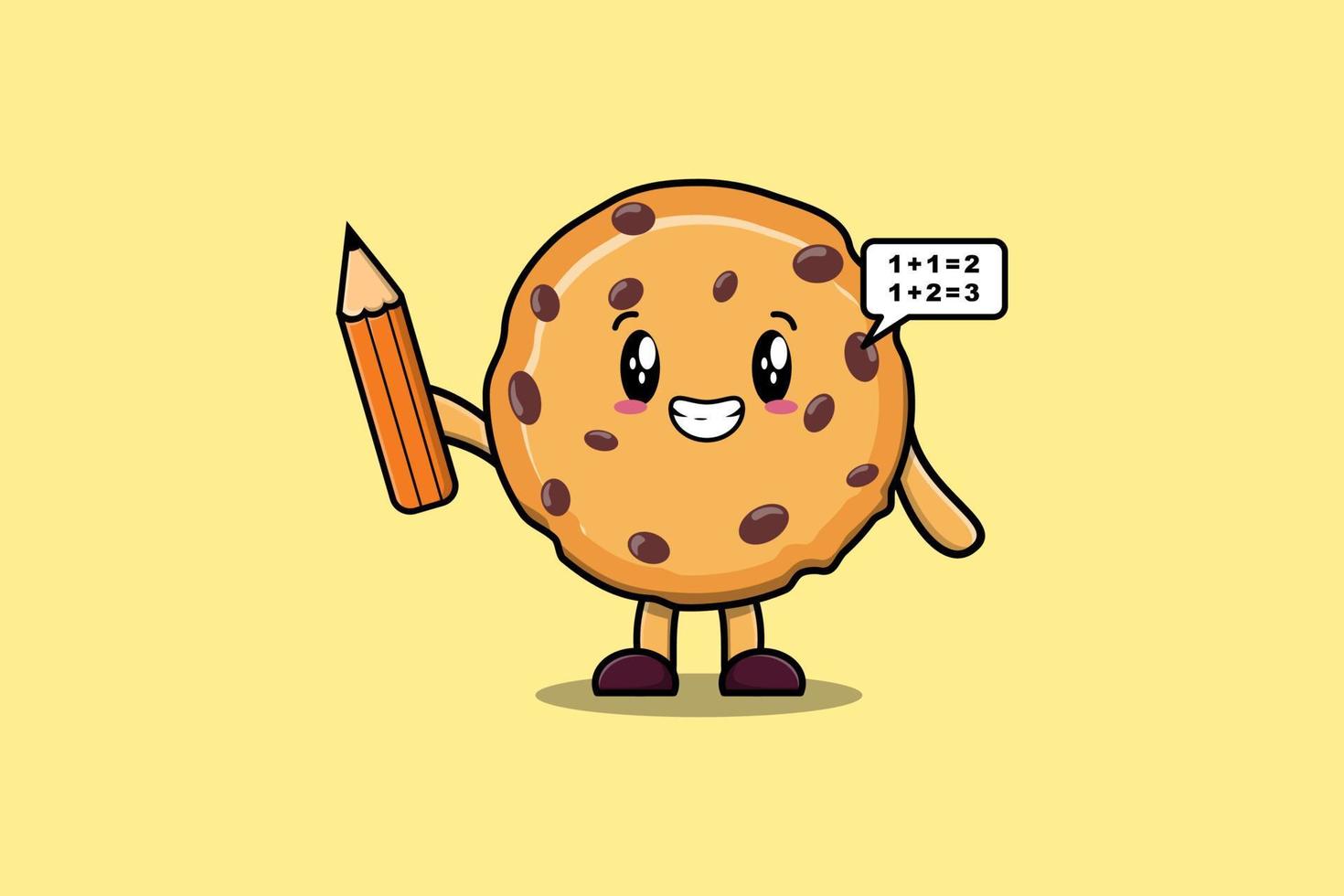 Biscuits cute cartoon clever student with pencil vector