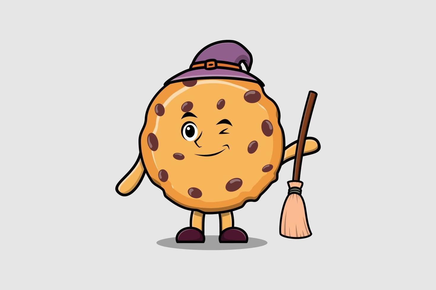 Cute cartoon witch shaped Biscuits with broomstick vector