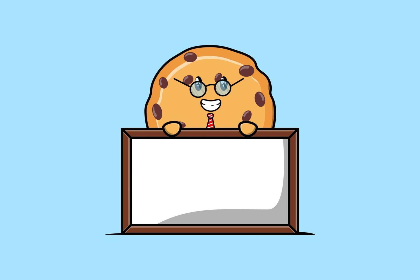 Cute cartoon Biscuits teacher with big whiteboard vector