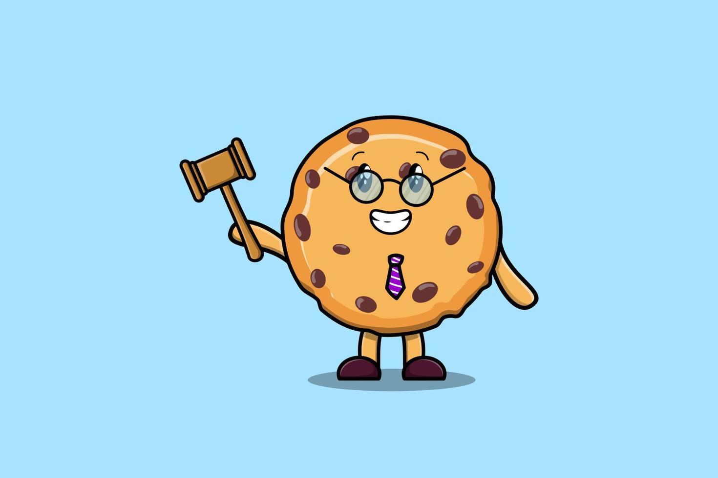 lindo personaje de mascota de dibujos animados juez sabio galletas vector