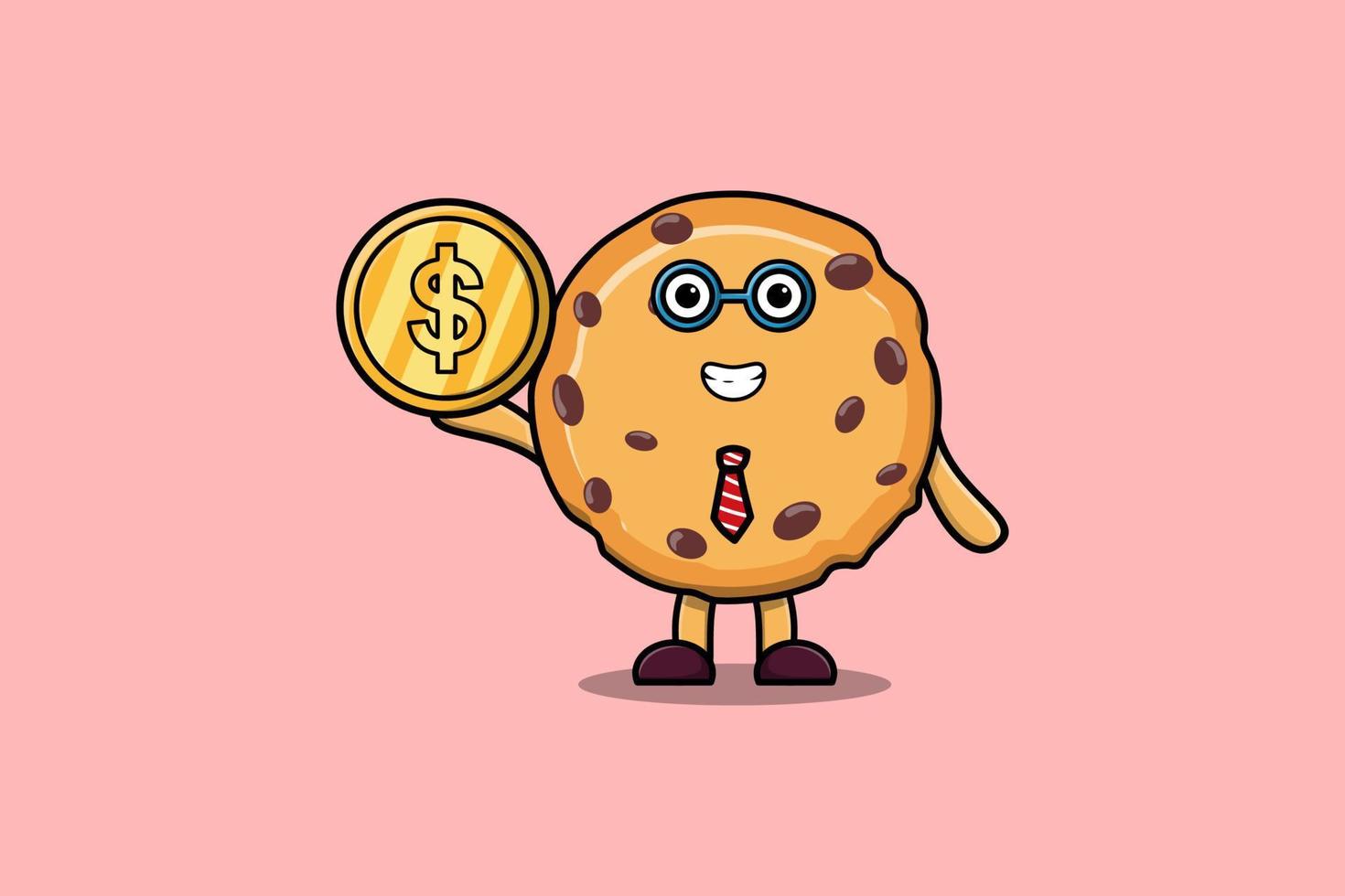 Biscuits successful businessman holding gold coin vector