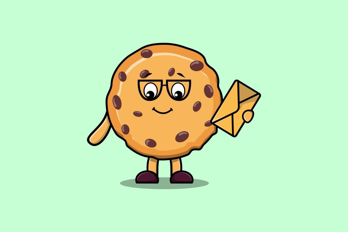 Cute cartoon Biscuits holding envelope vector