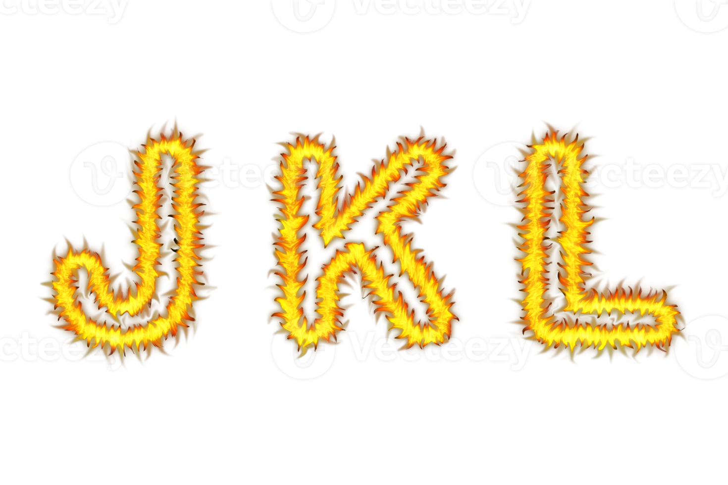 Realistic Fire font text J K L letters of the alphabet, Fire style alphabet text effect PNG