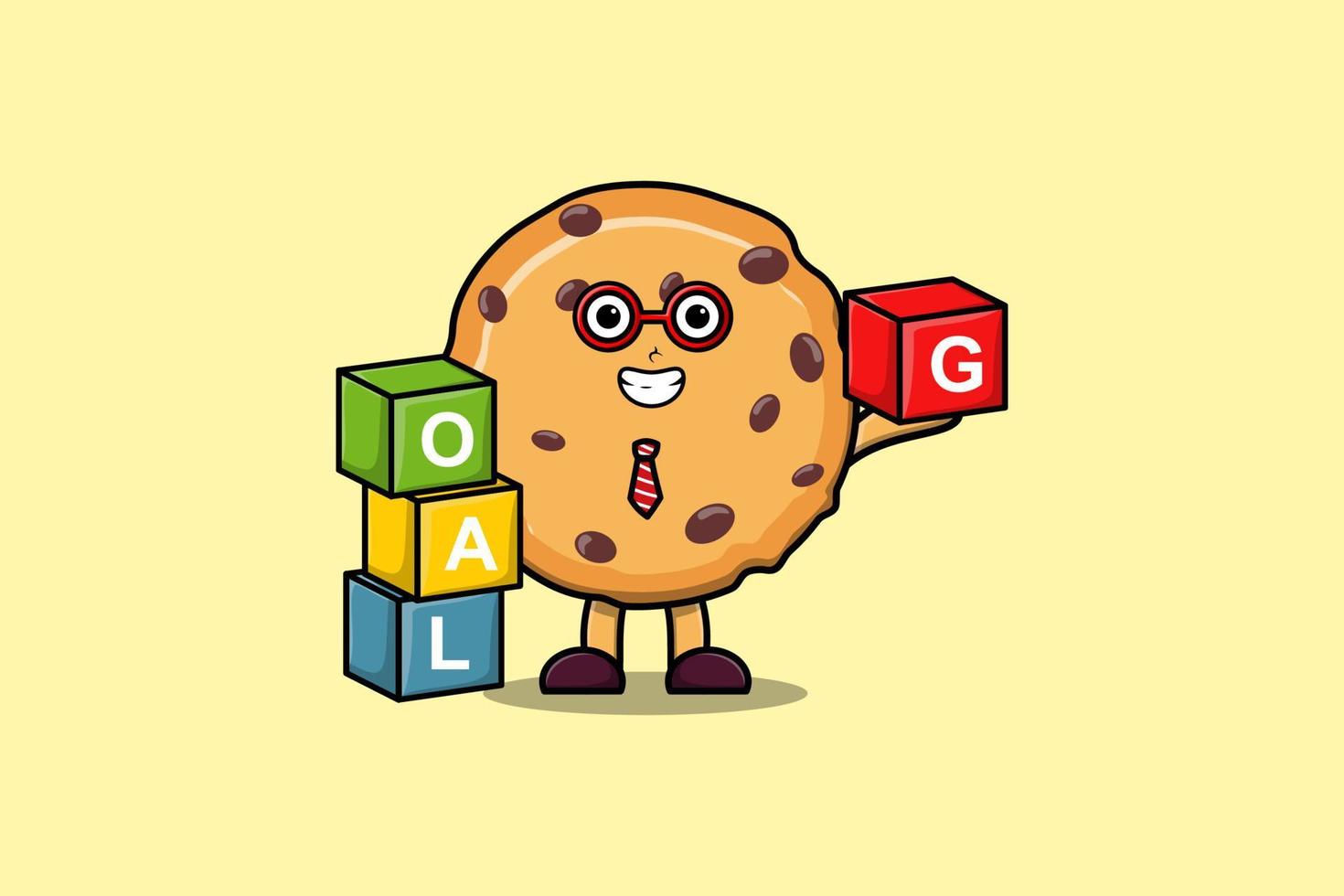 Cute cartoon Biscuits businessman stack goal box vector