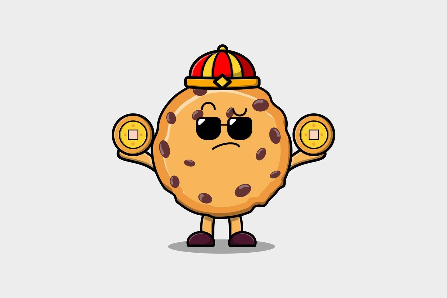 galletas de dibujos animados lindo personaje chino mantener moneda vector