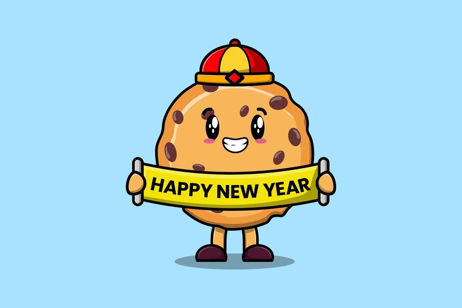 dibujos animados galletas chino celebrar feliz año nuevo tablero vector